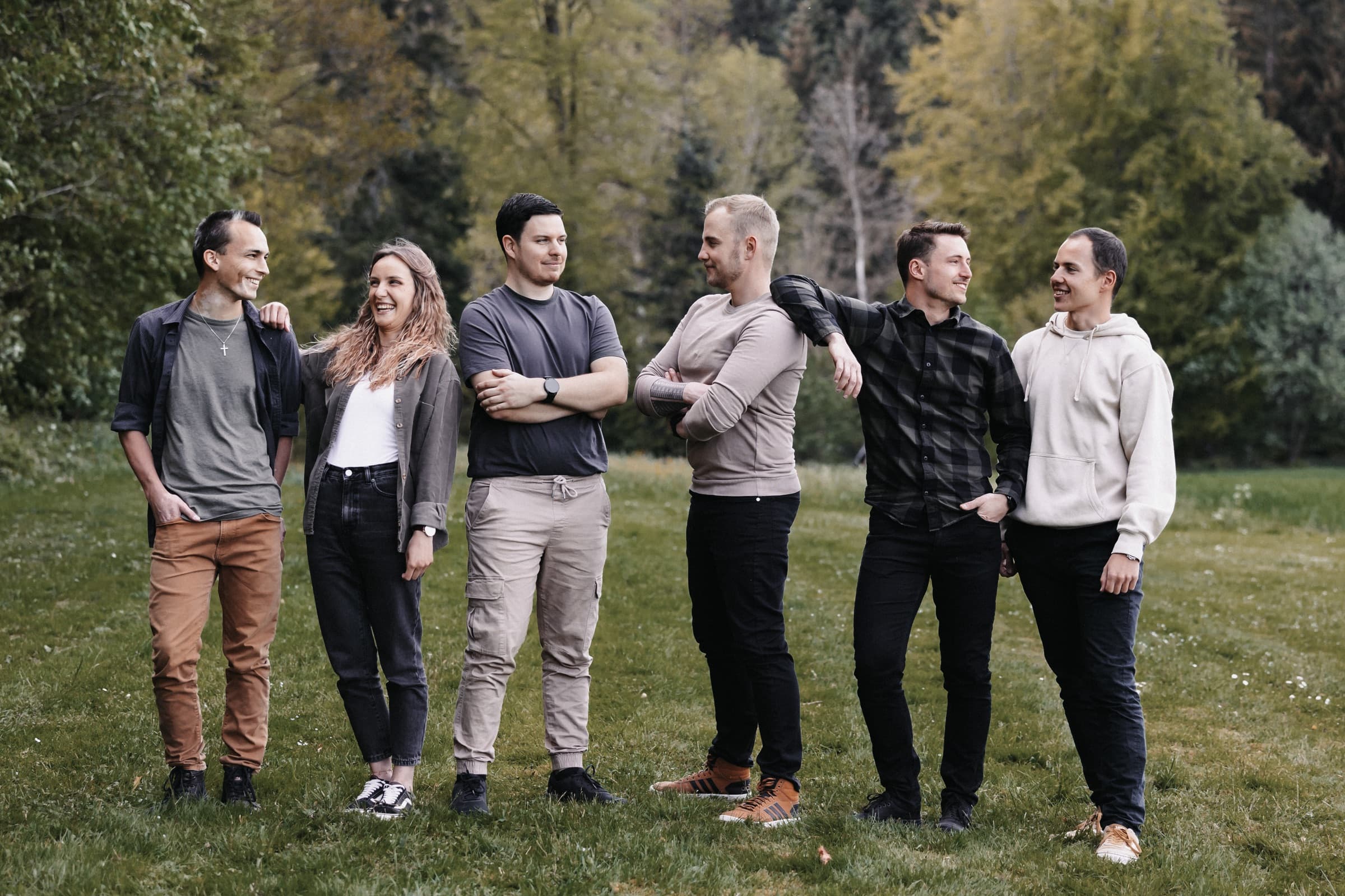 The band in a field